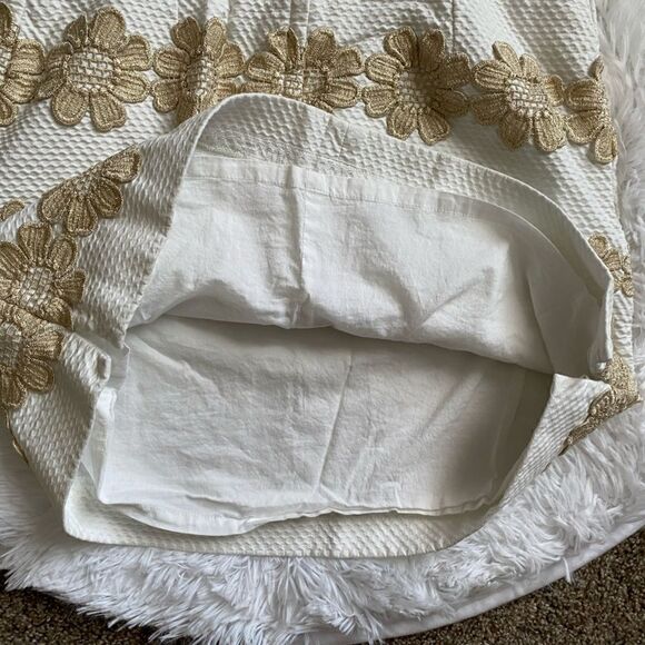 Lilly Pulitzer Tank Dress FLAW White Metallic Gold Floral Womens Size 2 - Picture 5 of 12